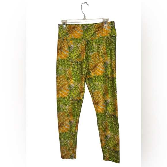 Pants - Vibrant Green and Orange Patterned Leggings with Booty Scrunch size XL